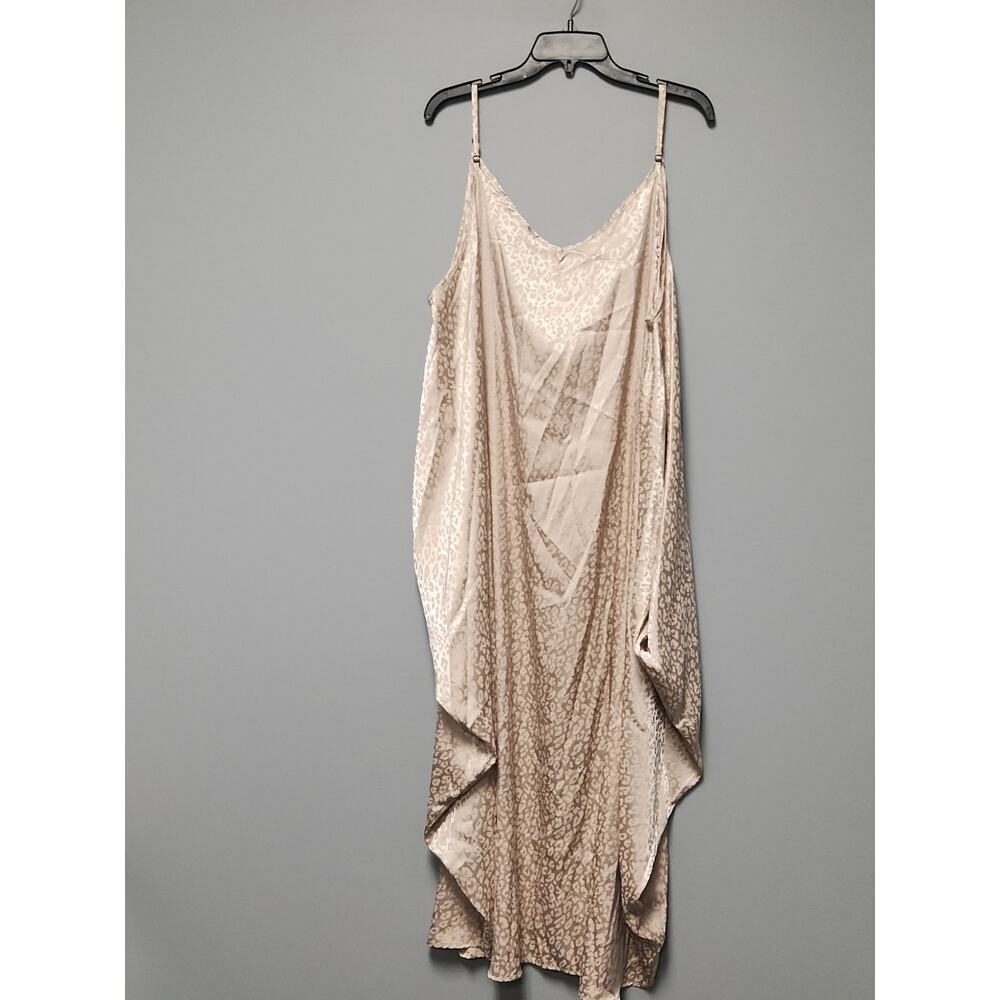 Gee Gee Satin Maxi Dress Women's 3x NWOT Gold Bat Wings, Pockets, Adj Straps